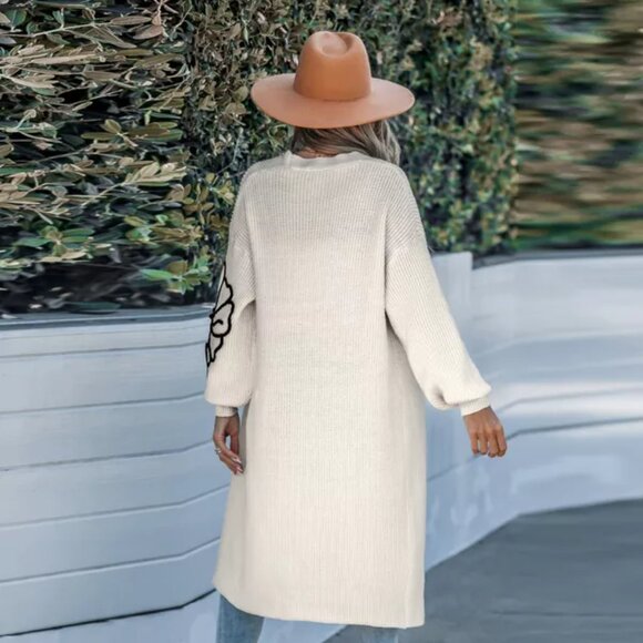 Cupshe Ivory Floral Long Sleeve Duster Size M | NWT | Cream - Picture 3 of 6